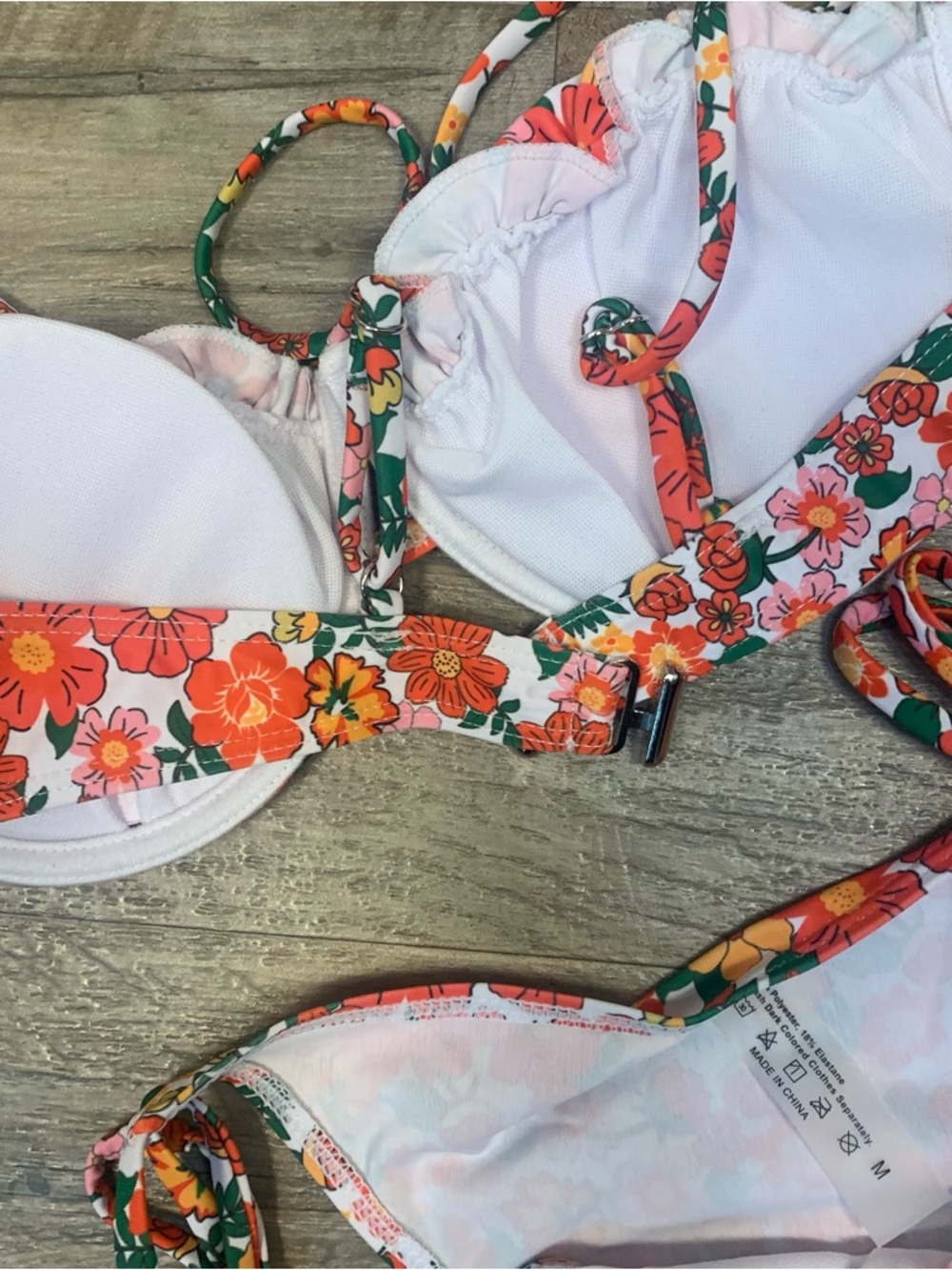 Zaful Floral Ruffle String Bikini Swim Set - Picture 9 of 10